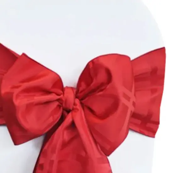 10 Pieces Apple Red Plaid Jacquard Polyester Chair Sashes 7.5"x108" for Elegant Celebrations {4}