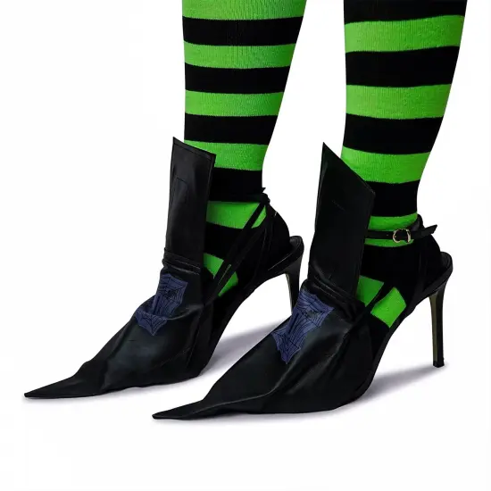 Witch Shoe Covers Costume Accessory With Purple Buckles {1}