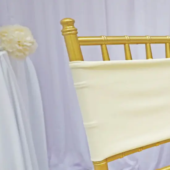 10 Pieces Soft Ivory Stretch Spandex Chair Bands 7 x 13 Inches {5}