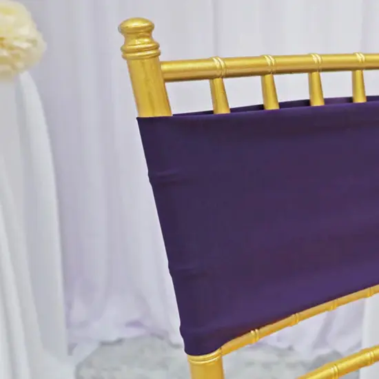 10 Pieces Eggplant Stretch Spandex Chair Bands for Banquet Chairs 7 x 13 Inches {5}