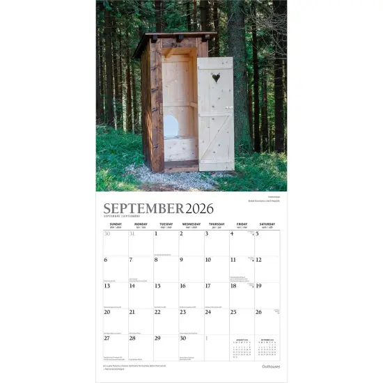 Outhouses | 2026 12 x 24 Inch (Hanging) Monthly Square Wall Calendar | Foil Stamped Cover {4}