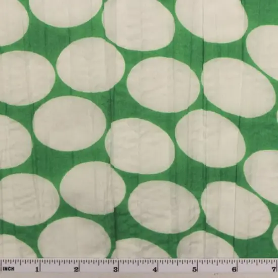 1 Yard Crinkled Voile Dot Print Green or White Fabric, 48/50&Prime; Wide 100% Polyester {1}
