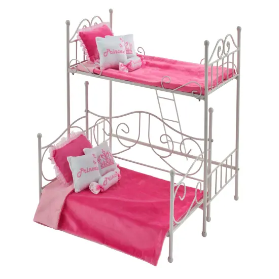 Badger Basket Scrollwork Metal Doll Loft Bed with Daybed and Bedding - White/Pink {5}