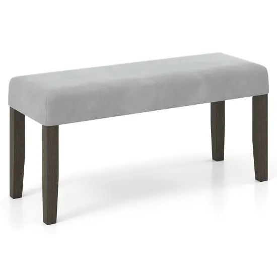 42" Grey Velvet Entryway Bench with Rubber Wood Legs and Padded Seat for Bedroom or Living Room {1}
