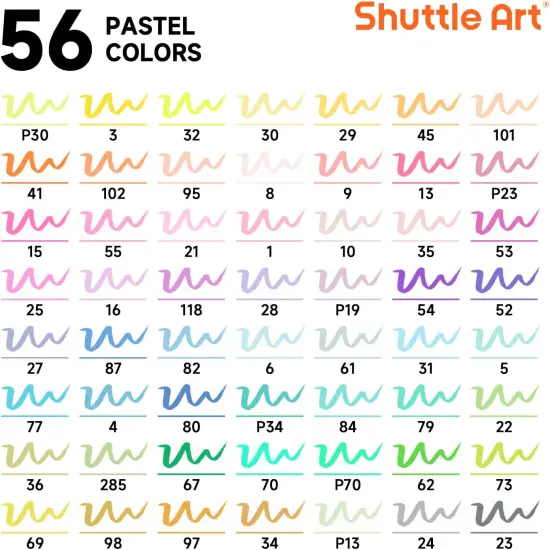 56 Pastel Colors Dual Brush Pen Art Markers {2}