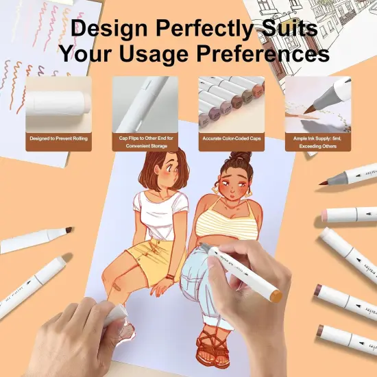 25 - Skin Tone Alcohol Markers Brush Tip {2}