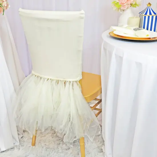 1 Piece Ivory Stretch Spandex Chair Cover for Chiavari Elegant Flared Skirt {2}