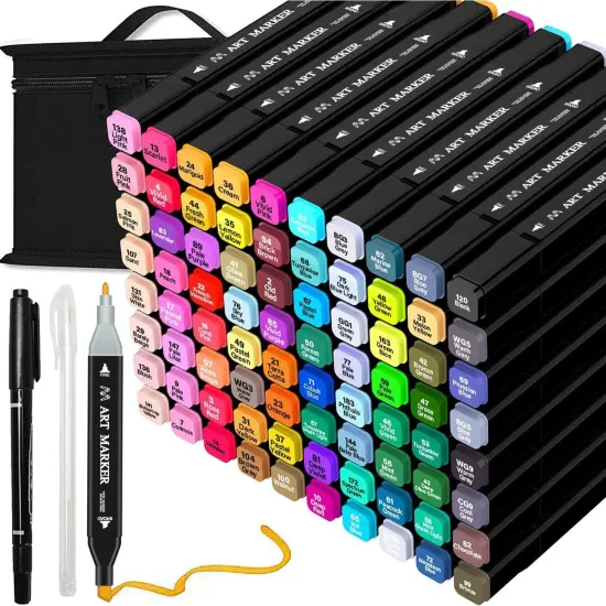 80 Colors Alcohol Markers with Case {1}