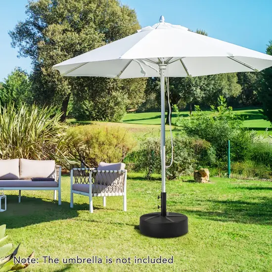 Black Patio Umbrella Base with Metal Pole and Refillable Water Sand Reservoir {5}