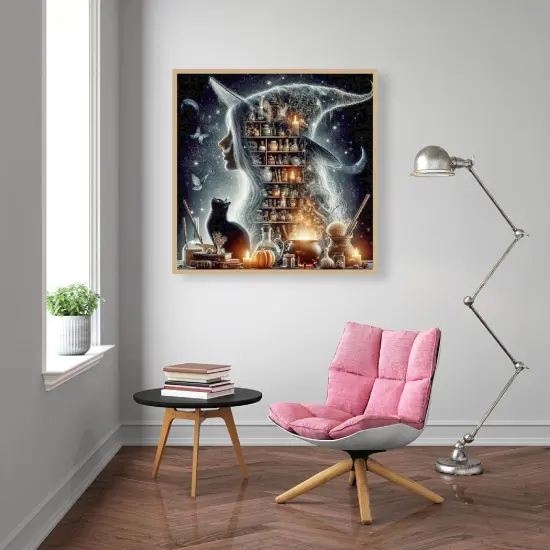 Retro Witch Diamond Painting Kits for Adults, Halloween Witch Diamond Art Kits,14X14Inch {3}