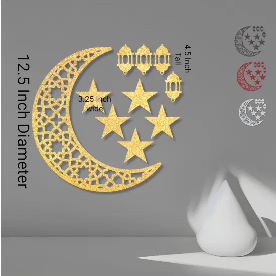 Moon Cutout for Backdrop, Eid Decoration, Moon Centerpiece Cut Out, Moon Cutout, Eid Mubarak, Eid Moon Stars, Eid Stars Golden {3}