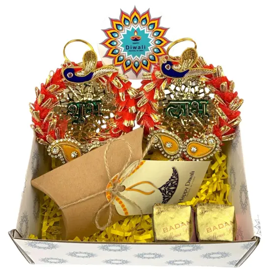 Personalized Diwali Gifts Hamper Shubh Labh Indian Sweets Diwali Gift Boxes Indian Festival Hamper Basket for Employees Home Office Friends Family & Relatives - Corporate Return Gift Items {6}