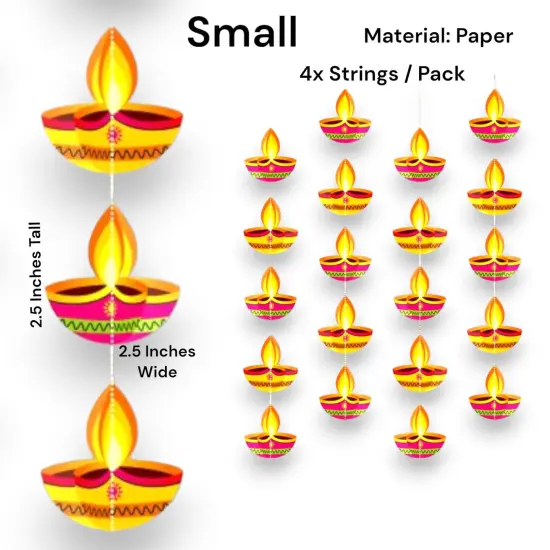 4ct Paper Diya Diwali Hanging Strings, Diwali Decoration, Diwali Decor, Diwali Decorations, Diwali Party, Deepawali Hanging, Diwali Garland {7}