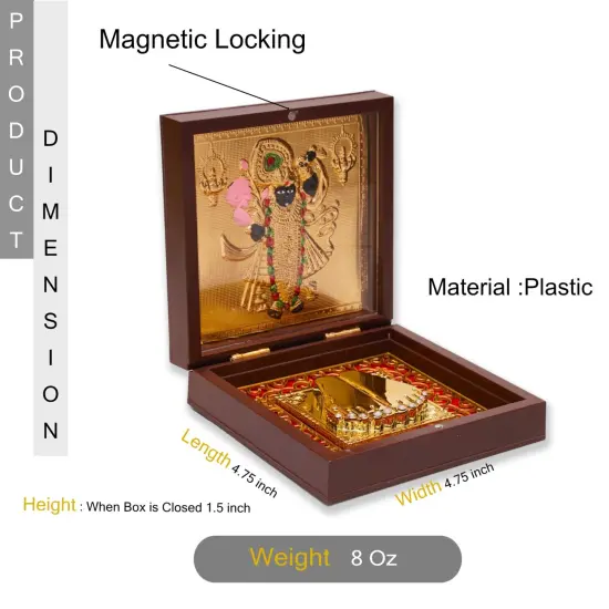 Gold Plated Laxmi Ganesha, Radha Krishna, Shrinath Ji, Ganesh, Ram Laxman Sita (ram Darbar) with Charan Paduka - Diwali Housewarming Return Gift Pooja Room Decor Hindu God Paduka Prayer Box {4}