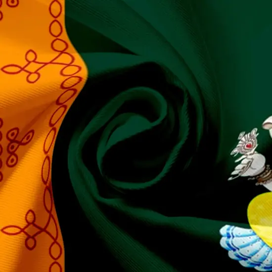 Ganesh with Kolam Design Backdrop 5x8 Feet Indian Traditional Cloth Ganesh Pooja Decor Indian Pooja Wall Decor Indian Wall Art Photo Decor Banner Decorative Pooja Cloth {2}