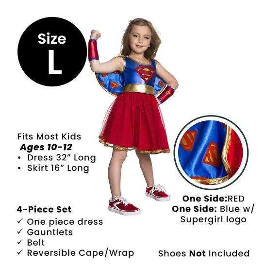Rubies Blue and Red DCC Supergirl Tutu Dress Halloween Costume Girls 10-12 Size L {5}