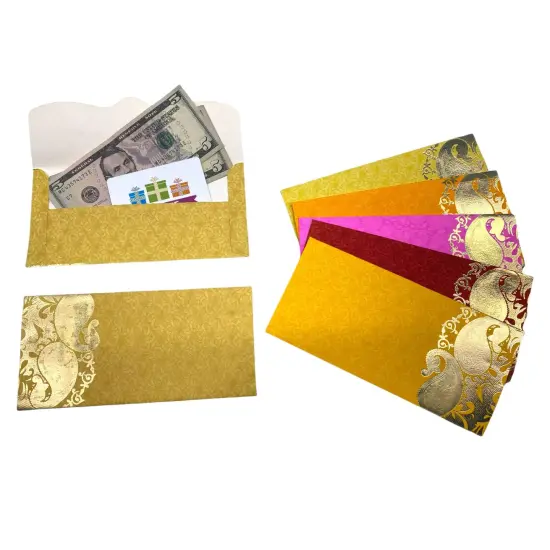 Pack of 10 Money Envelopes for Cash Assorted Indian Paper Shagun Lifafa Gift Cards Ganesha Decorative Lucky Cash Card Currency Holder Tip Envelopes Wedding Diwali Gift {4}