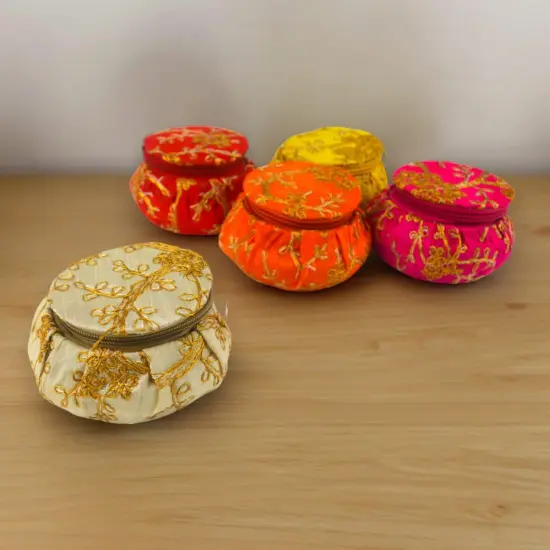 Embroidery Matki Shape Bangle Box Organizer Bulk Assorted Bangle Jewelry Storage Boxes Beautiful Bangle Case Indian Wedding Favor Bridesmaid Gift - Travel Essential Accessories for Women {6}