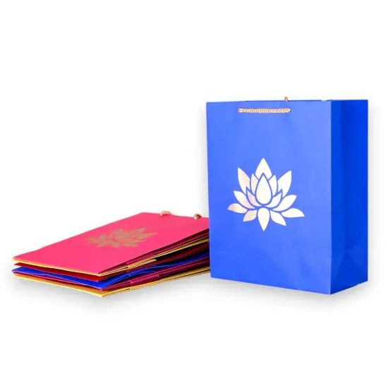 Lotus Paper Carry Bags Indian Gift Bag for Wedding Housewarming Diwali Return Gifts Party Favor Goodie Bags - 8x4x10 Inch {1}