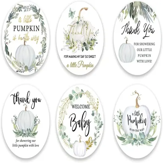 90 Little Pumpkin Baby Shower Thank You Stickers {1}