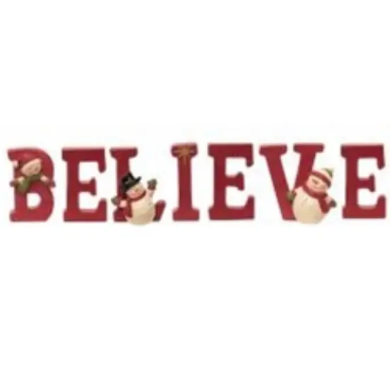7-set Resin "believe" Letters With Snowmen {1}