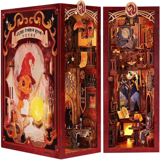 Book Nook Wizardi Miniature - Flame Common Room Roombox Kit {1}