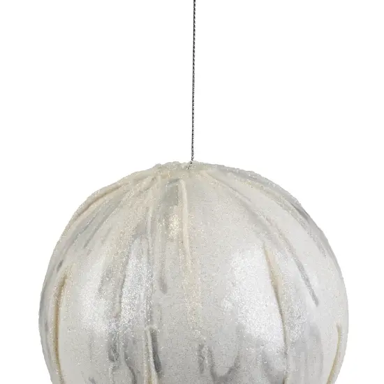 Northlight Glitter Marbled Christmas Ball Ornament - 4.25" - White {4}