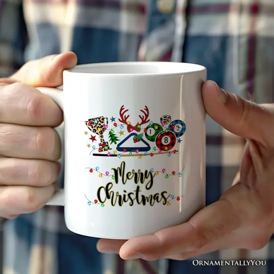 Billiards Buffalo Plaid Christmas Mug, Pool Balls Snooker Gift {2}