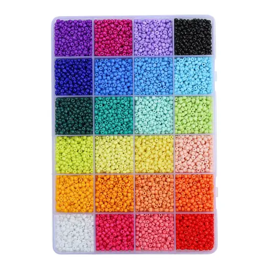 John Bead 12500pcs Assorted 24 Colors Glass Seed Beads 8/0 Jewelry Making Bead Box Rainbow Bright Color {1}