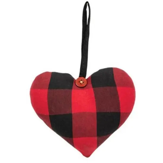 Buffalo Check Pattern Heart Ornament Red {1}