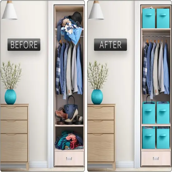 Sorbus Fabric Storage Cube 1 Pc - 11 Inch Foldable Storage Baskets for Shelves and Cubbies Aqua {6}