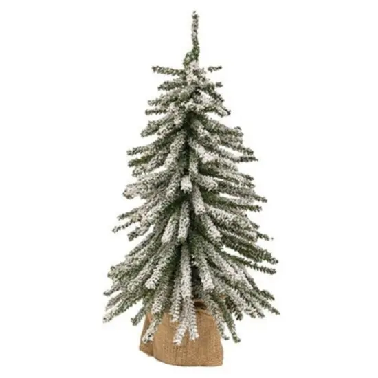 Flocked Mini Downswept Tree With Burlap Base 18" {1}