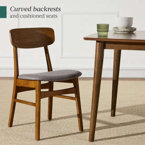 Best Choice Products 7-Piece Mid-Century Modern Upholstered Dining Set, Wooden Table w/ 6 Chairs Walnut/Gray {3}