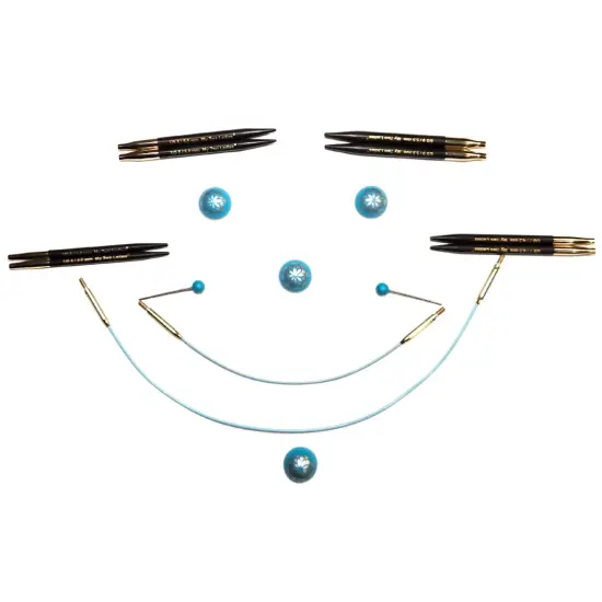 My Two Ladies | Blue Silk | Hat Set | 3" Ebony Interchangeable Knitting Needles | 4 Sizes | w/custom case {6}