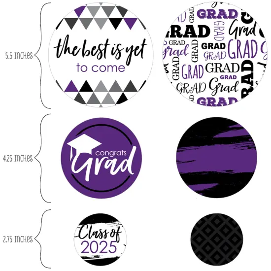 Big Dot of Happiness 2025 Purple Graduation Party Giant Circle Confetti - Party Decorations - Large Confetti 27 Count {3}