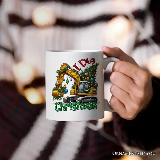 I Dig Christmas Mug, Christmas Kids Excavator Gifts {2}