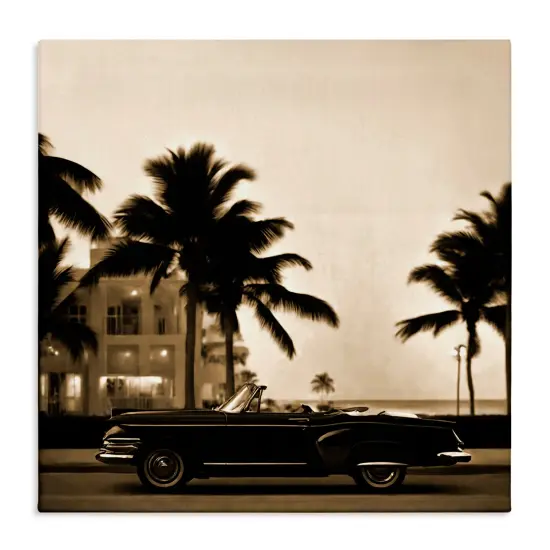 Stupell Industries Classic Black Car & Palms Canvas Wall Art Design by Noah Bay {1}