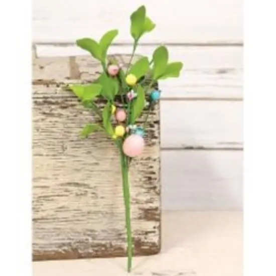 12&rdquo;High Easter Eggs and Herb Leaves Pick with Green Paper-Wrapped Stem and Branches {2}