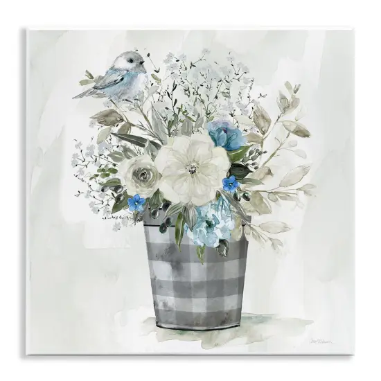 Stupell Industries Cottage Blooms Plaid Vase Wall Plaque Art Design by Carol Robinson {1}