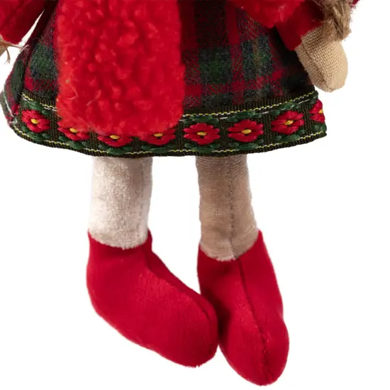 Northlight Plaid Angel Girl with Jute PigtailsChristmas Ornament - 8.5" - Red and Beige {7}