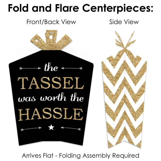 Big Dot of Happiness Tassel Worth The Hassle - Gold - 2025 Graduation Party Decor and Confetti - Terrific Table Centerpiece Kit - Set of 30 {6}