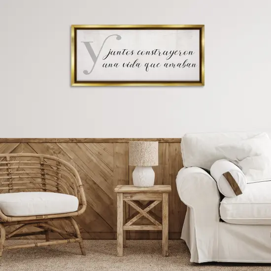 Stupell Industries Juntos Construyeron una Vida Framed Floater Canvas Wall Art Gold Floater Frame {2}