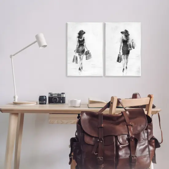 Stupell Industries Female Figures Shopping Bags 2 pc Wall Plaque Art Set Design by Jolanta Kowalik {2}