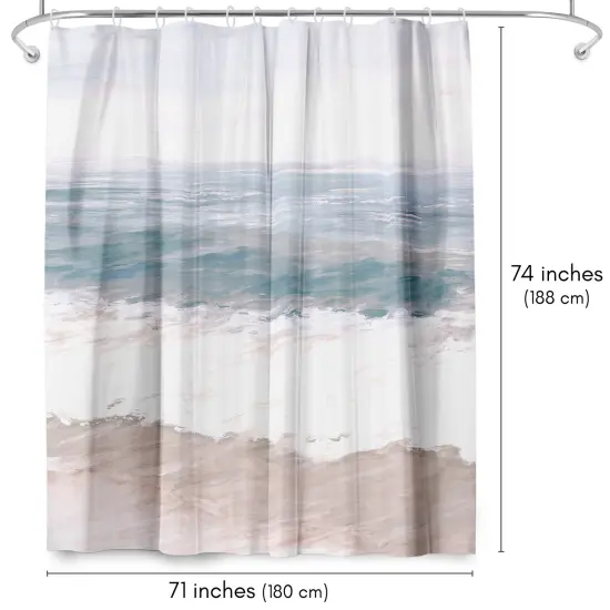 Americanflat 71x74 Shower Curtain - Coastal Seaside Design - Warm Waves by PI Creative Art {2}