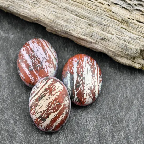 *4* 20mm Satin Matte Red AB Laser Tattoo Lentil Beads {5}