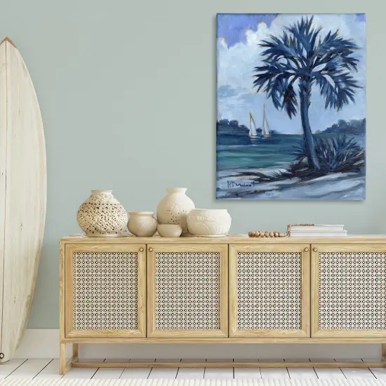 Stupell Industries Blue Palm Impressions Canvas Wall Art Design by Paul Brent {2}