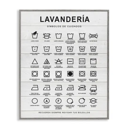 Stupell Industries Guía de Lavado de Ropa, Blanco Framed Giclee Art Gray Framed {1}