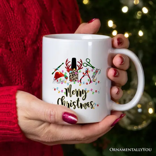 Nail Tech Buffalo Plaid Christmas Mug, Pedicure Gift {2}
