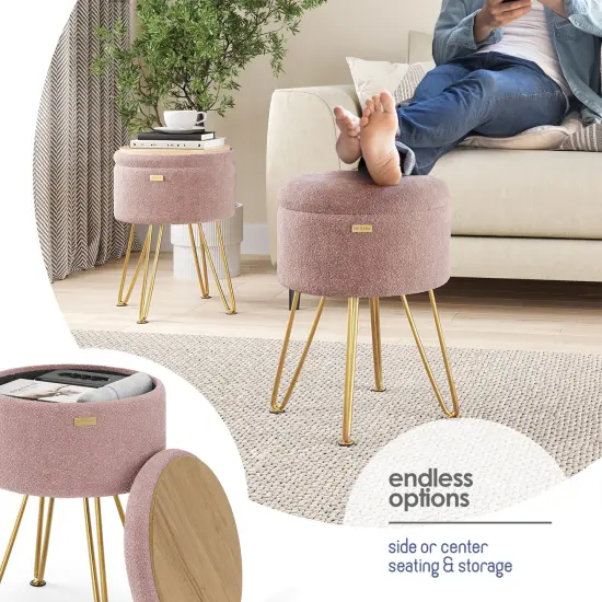 StorageBud Round Ottoman with Storage {7}