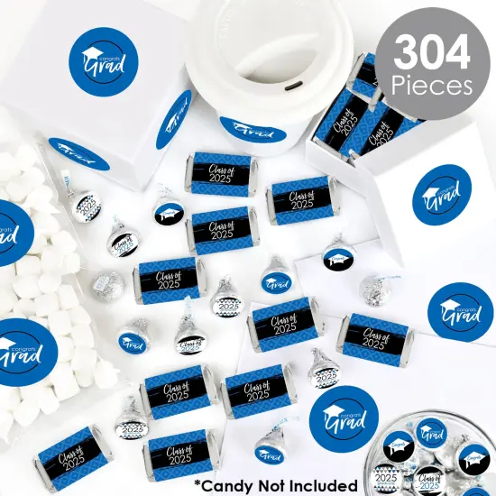 Big Dot of Happiness 2025 Blue Graduation Party Candy Favor Sticker Kit - 304 Pieces {3}